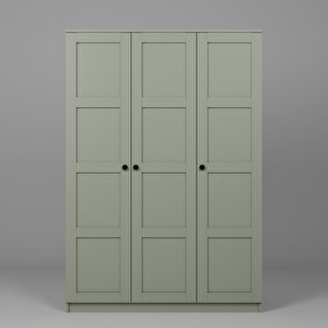 Lucas 3 Kapaklı, 6 Raf Bölmeli, Askılıklı Geniş Elbise Dolabı, Gardırop, Yeşil 190*135