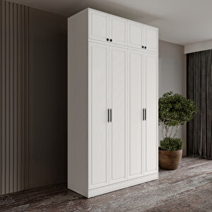 Guneystore Ücretsiz Montaj Milas 4 Kapaklı Komple Mdf Yüklüklü Gardırop