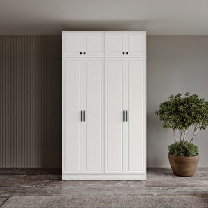 Guneystore Ücretsiz Montaj Milas 4 Kapaklı Komple Mdf Yüklüklü Gardırop