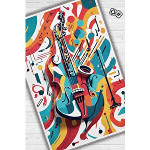 Renkli Gitar Halısı,pop Art Müzik Halısı,müzik Evi Halısı Tarz Genç Odası Halısı,gitarist,müzik Sever Halısı 80x120 cm