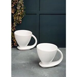 2 Li Tasarım Kahve Fincanı Takımı Kendinden Tabaklı Fincan Türk Kahvesi Fincanı, Mavi