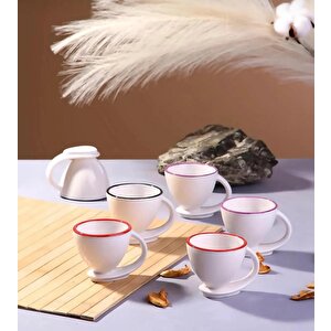 2 Li Tasarım Kahve Fincanı Takımı Kendinden Tabaklı Fincan Türk Kahvesi Fincanı, Mavi