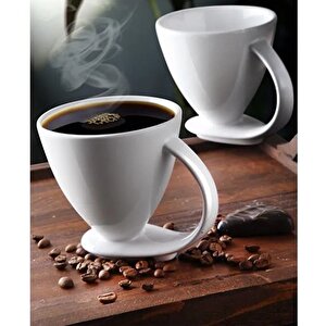 2 Li Tasarım Kahve Fincanı Takımı Kendinden Tabaklı Fincan Türk Kahvesi Fincanı, Lila