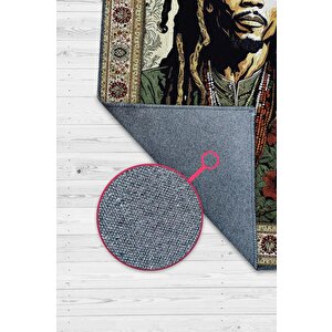 Bob Marley, Modern Çiçek Desenli Art Deco Vintage Halı,çok Renkli Maksimalist Halı 80x120 cm