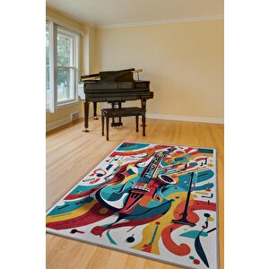 Renkli Gitar Halısı,pop Art Müzik Halısı,müzik Evi Halısı Tarz Genç Odası Halısı,gitarist,müzik Sever Halısı 160x240 cm
