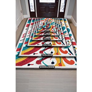 Homshtag Renkli Gitar Halısı,pop Art Müzik Halısı,müzik Evi Halısı Tarz Genç Odası Halısı,gitarist,müzik Sever Halısı