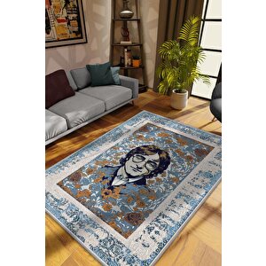 John Lennon ,modern Çiçek Desenli Art Deco Vintage Halı,çok Renkli Maksimalist Halı 160x240 cm