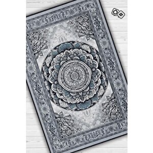 Mavi Mandala Halısı,meditasyon Mavi Gri Halı,madala Desenli Çiçekli Vintage Halı,yoga Halısı,sipiritüel Halı 200x300 cm