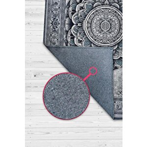Mavi Mandala Halısı,meditasyon Mavi Gri Halı,madala Desenli Çiçekli Vintage Halı,yoga Halısı,sipiritüel Halı 200x300 cm