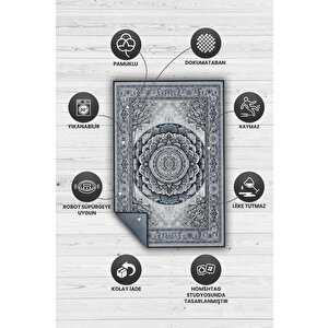 Homshtag Mavi Mandala Halısı,meditasyon Mavi Gri Halı,madala Desenli Çiçekli Vintage Halı,yoga Halısı,sipiritüel Halı