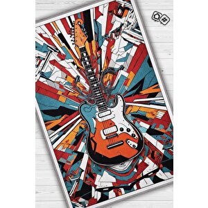 Renkli Gitar Halısı,pop Art Müzik Halısı,rock Müzik Halısı Elektro Gitar Figürlü Renkli Modern Halı,müzik Halı 160x240 cm