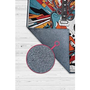 Renkli Gitar Halısı,pop Art Müzik Halısı,rock Müzik Halısı Elektro Gitar Figürlü Renkli Modern Halı,müzik Halı 160x240 cm