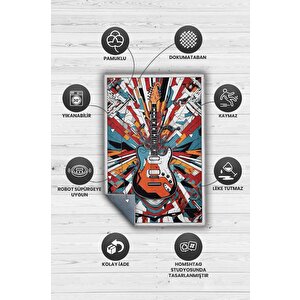 Homshtag Renkli Gitar Halısı,pop Art Müzik Halısı,rock Müzik Halısı Elektro Gitar Figürlü Renkli Modern Halı,müzik Halı
