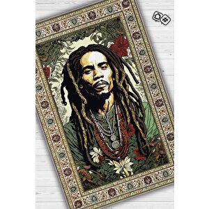Bob Marley, Modern Çiçek Desenli Art Deco Vintage Halı,çok Renkli Maksimalist Halı 160x240 cm