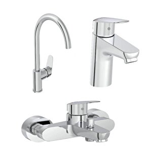 Flow Round Lavabo Musluk, Eviye Mutfak Ve Banyo Batarya Seti