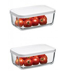 Paşabahçe 53743 Snowbox Cam Saklama Kabı 2 Li 1200cc Beyaz