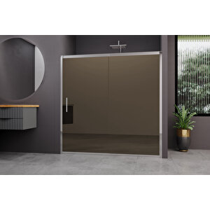 Carmen Temperli 6 Mm Ön Cephe Cam Duşakabin Krom Profil Bronz Reflekte Cam 110 cm