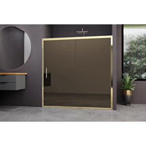 Carmen Temperli 6 Mm Ön Cephe Cam Duşakabin Altın Profil Bronz Reflekte Cam 141 cm