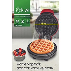 Mi̇ni̇ Ksm-2400w Yapışmaz Plakalı Waffle Makinesi Kırmızı