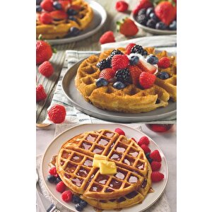 Kiwi Mi̇ni̇ Ksm-2400w Yapışmaz Plakalı Waffle Makinesi Kırmızı