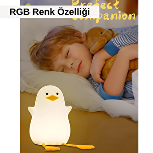 Ördek Gece Lambası Sevimli Çocuk Odası Silikon Renk Değiştirebilir Rgb Gece Lambası