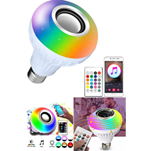 Bluetooth Hoparlörlü Uzaktan Kumandalı Rgb Akıllı Led Ampul-16 Renk Lamba
