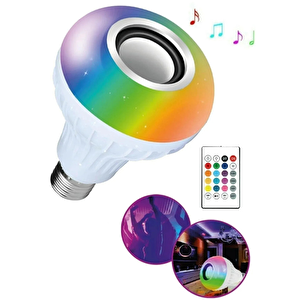 Bluetooth Hoparlörlü Uzaktan Kumandalı Rgb Akıllı Led Ampul-16 Renk Lamba