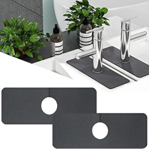 Su Emici Sihirli Lavabo Kenar Matı 38x14cm Mutfak Banyo Musluk Kenarı Matı