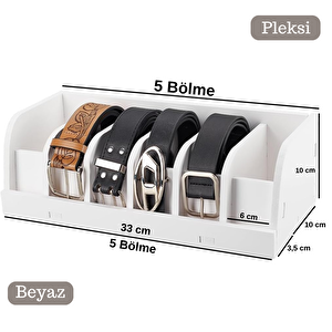10 Bölmeli Beyaz Kemer Çorap Takı Makyaj Organizeri Dolap İçi Kemer Düzenleyici Organizer