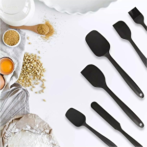 6lı Takım Yanmaz Yapışmaz Mutfak Pasta Slikon Yumurta Fırçası Kaşık Bıçak Spatula Seti
