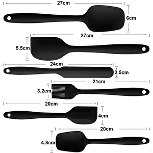 6lı Takım Yanmaz Yapışmaz Mutfak Pasta Slikon Yumurta Fırçası Kaşık Bıçak Spatula Seti