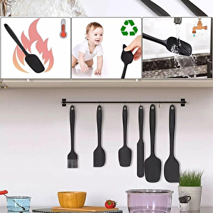 6lı Takım Yanmaz Yapışmaz Mutfak Pasta Slikon Yumurta Fırçası Kaşık Bıçak Spatula Seti
