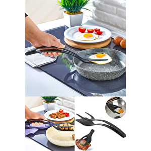 Pratik Yanmaz Yapışmaz Sert Plastik Maşalı Spatula Mutfak Yemek Servis Spatulası