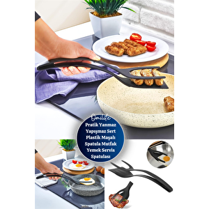 Pratik Yanmaz Yapışmaz Sert Plastik Maşalı Spatula Mutfak Yemek Servis Spatulası