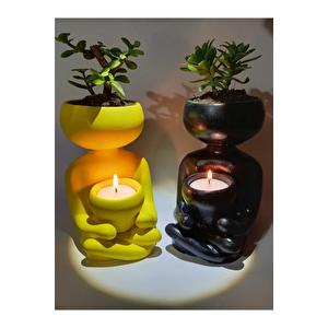Siyah Yoga Sukulent Saksısı 2'li Set