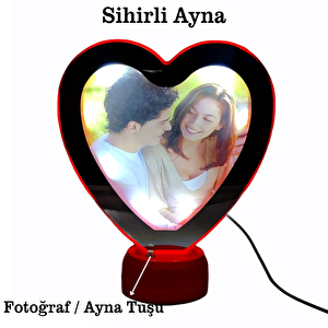 Sihirli Ayna Fotoğraf Çerçevesi Renkli Fotoğraflı Dekoratif Masa Aynası