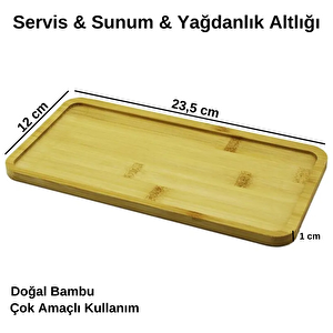 Bambu Dikdörtgen Sunum Tabağı Yağdanlık Altlığı Servis Tabağı 23 Cm X 12 Cm
