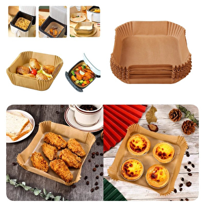 Airfryer Pişirme Kağıdı 50 Adet Hava Fritözü Kare Model Pişirme Kağıdı Airfryer Yağsız Fritöz