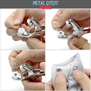 200 Adet Paslanmaz Çelik Çıtçıt Ve Pense Seti Metal Çıt Çıt Makinesi