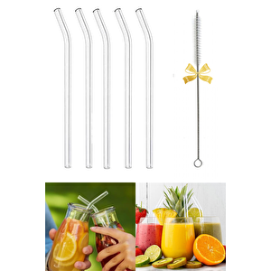 Termosilikat Isıya Dayanıklı Bardak Cam Pipeti Temizleme Fırçası Hediyeli 5 Adet Cam Pipet