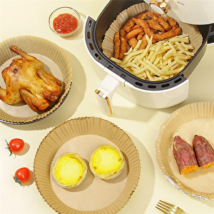 Airfryer Pişirme Kağıdı 50 Adet Hava Fritözü Yuvarlak Model Pişirme Kağıdı Airfryer Yağsız Fritöz