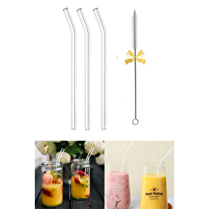 Termosilikat Isıya Dayanıklı Bardak Cam Pipeti Temizleme Fırçası Hediyeli 3 Adet Cam Pipet