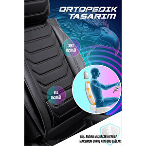 Skoda Octavia Station Wagon Uyumlu Lüx Deri Oto Koltuk Kılıfı Ön Arka Takım Set Eagle Tam Si̇yah