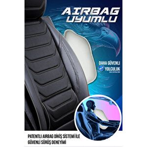 Skoda Octavia Station Wagon Uyumlu Lüx Deri Oto Koltuk Kılıfı Ön Arka Takım Set Eagle Tam Si̇yah