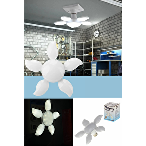 Dekoratif Pervane 5 Kollu Katlanır Kanatlı 36w Led Ampul Beyaz Renk