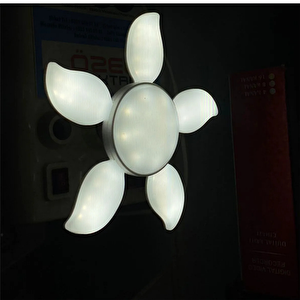 Dekoratif Pervane 5 Kollu Katlanır Kanatlı 36w Led Ampul Beyaz Renk