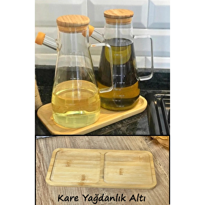 Bambu 2 Bölmeli Yağdanlık Altlığı Yağdanlık Altı Standı Sosluk Altlığı
