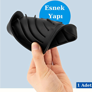 Gri Silikon Mutfak, Banyo Su Giderli Vantuzlu Esnek Sabunluk