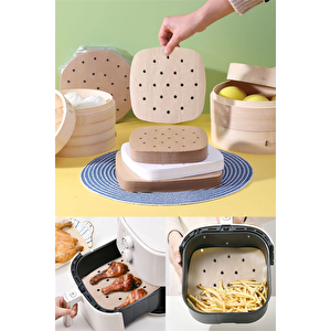 Airfryer Delikli Pişirme Kağıdı 100 Adet Hava Fritözü Kare Model Pişirme Kağıdı Airfryer Fritöz