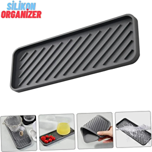 3 Adet Silikon Yağdanlık Yağlık Standı ,çok Amaçlı Organizer Sunumluk ,sabunluk Altlığı , 23x10 Cm